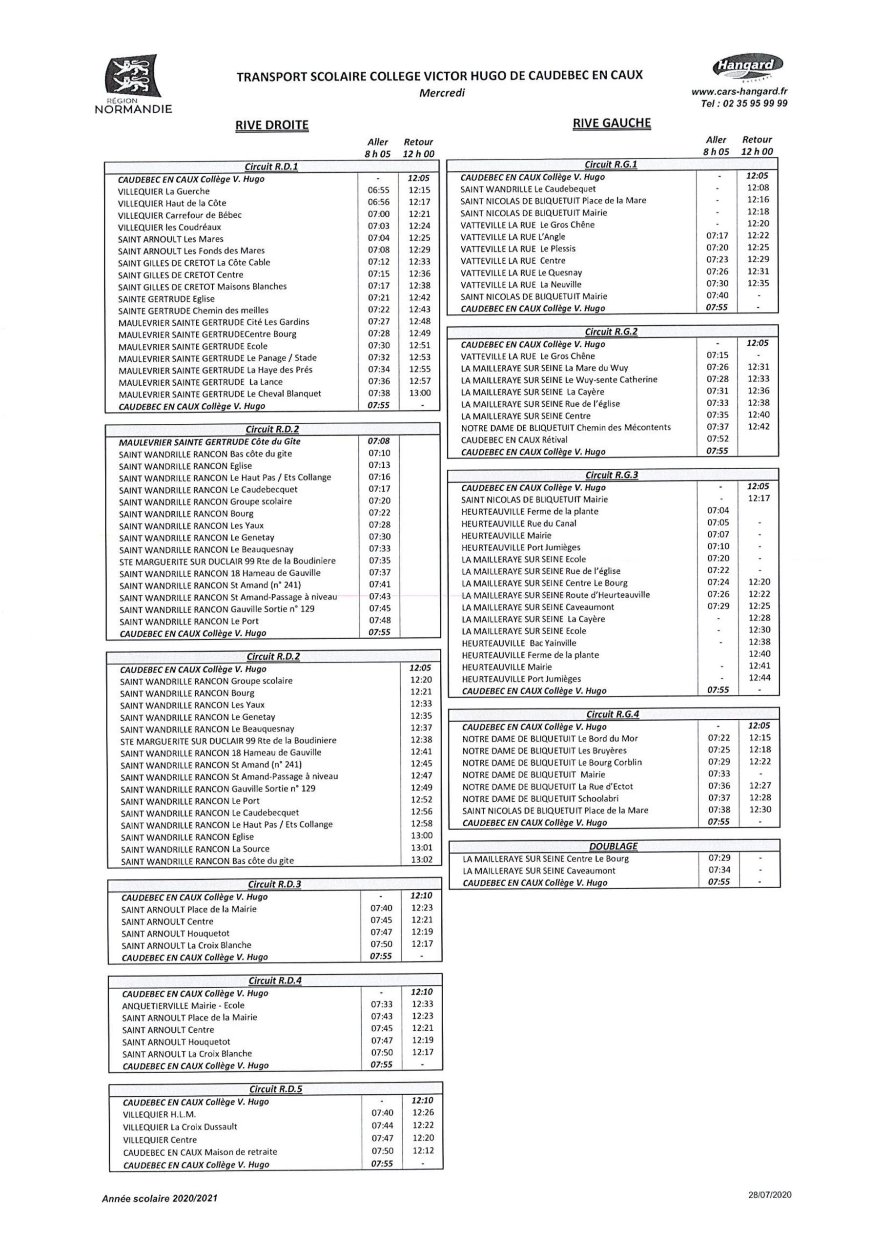 transport scolaire Bienvenue à Vatteville la Rue