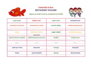 menu cantine 2022